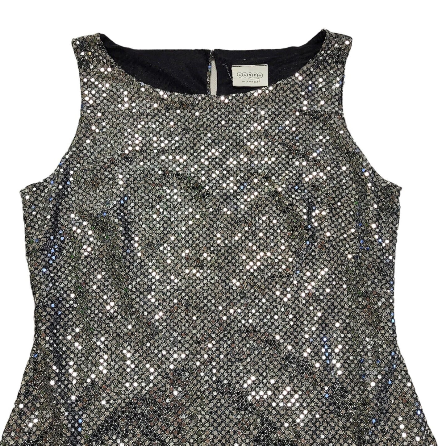 Canda 90s Vintage Silver Sleeveless Dress Uk Women's Size 18