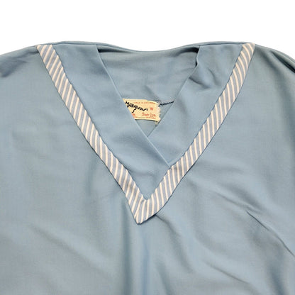 Marathon 80's Blue V-Neck 3/4  Sleeve Batwing Sweatshirt Top Womens UK Size 10