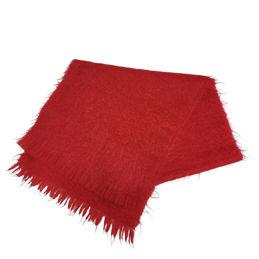 Yarrowvale Vintage 80s Red Mohair Rectangle Scarf Uk Women's 76'' X 18''