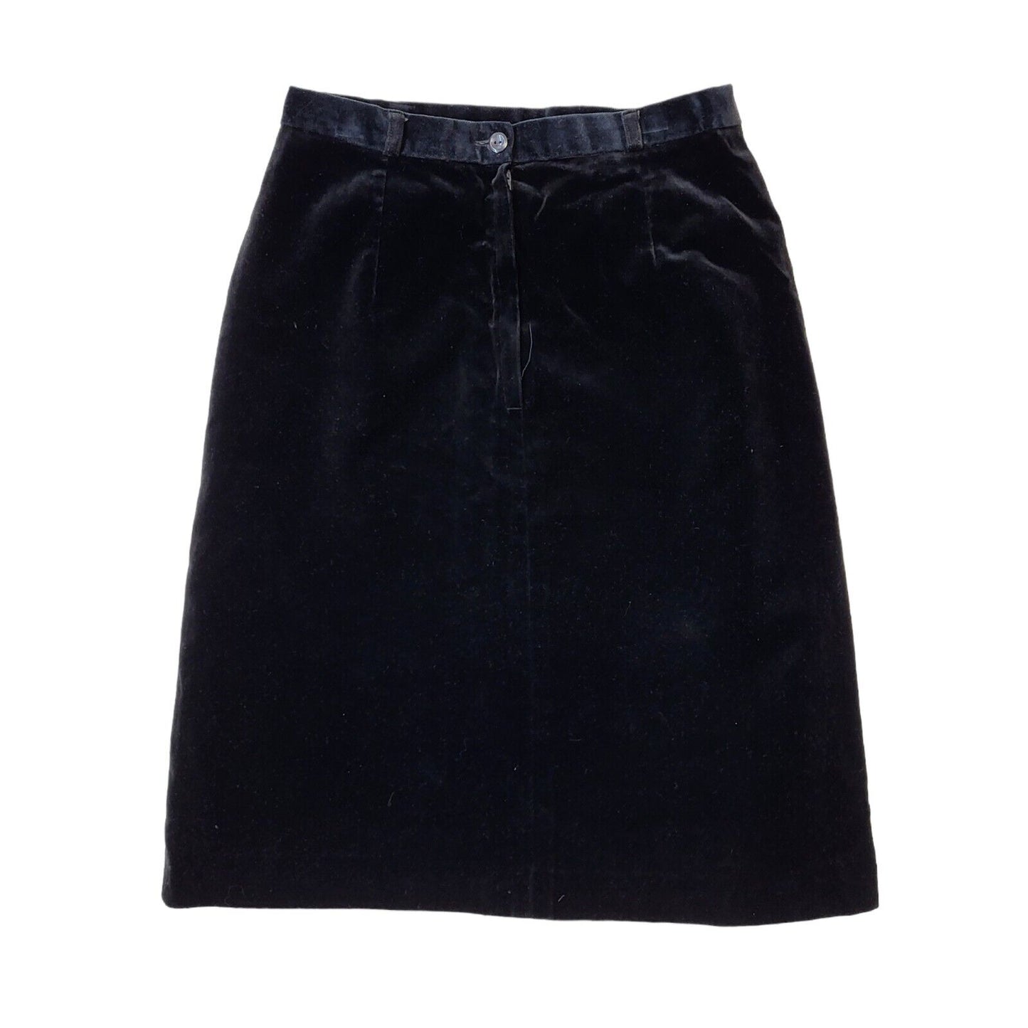 Canda C&A 90s Vintage Black Zipped Velvet Skirt Women's Size 16 W34