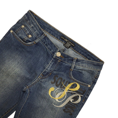 Ozone Y2k Vintage Dark Blue Bootcut Denim Jeans Uk Women's 12 W30 L33