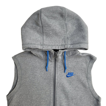 Nike Grey Y2k Sleeveless Sweatshirt Hoodie Uk Men's Size Small