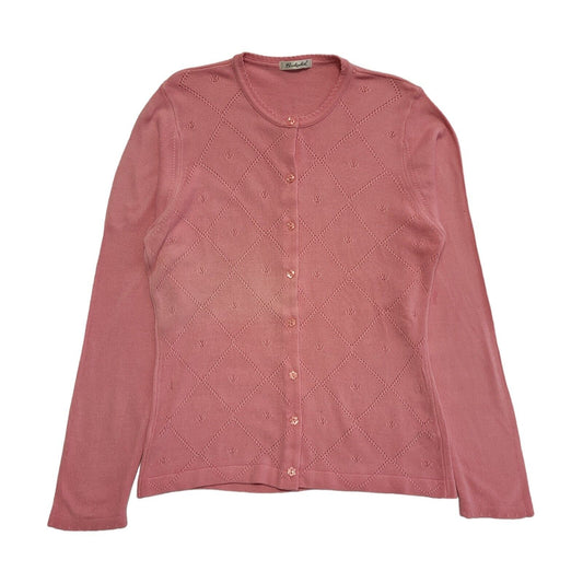 Berkertex Vintage 80s Pink Diamond Knit Cardigan UK Women's Size M / L