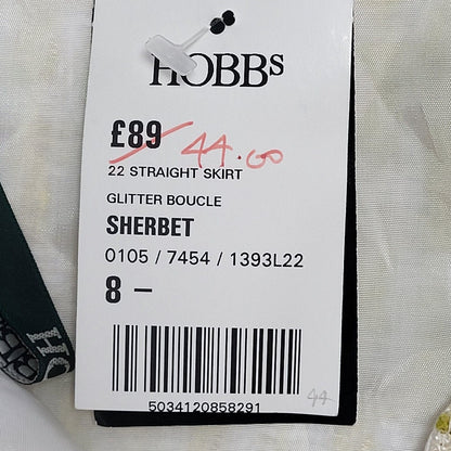 Hobbs Vintage 90's Cream Pencil Zip Skirt Uk Women's Size 8 W26 Bnwt