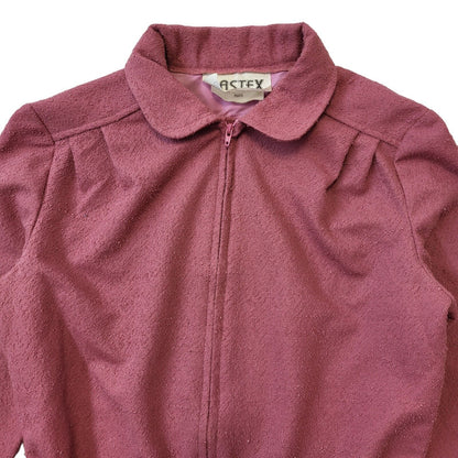 70s Vintage Eastex Pink Long Sleeve Daywear Dress Women's Size 12 Eu 40