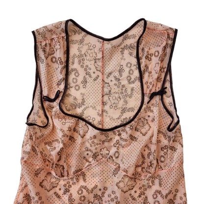 70s Vintage Pink Patterned Nightie Maxi Dress Women's Size 8