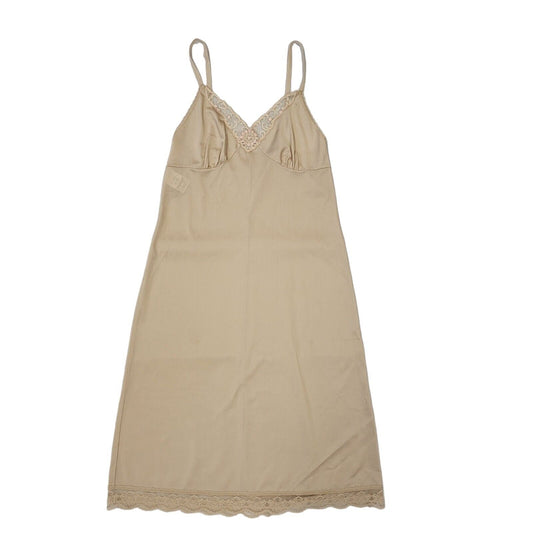 St Michael Vintage 70s Sand Sleeveless Night Dress Uk Women's Size 12