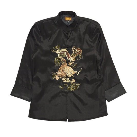 Vintage 80s Black Oriental Embroidered Jacket Uk Men's Size XL