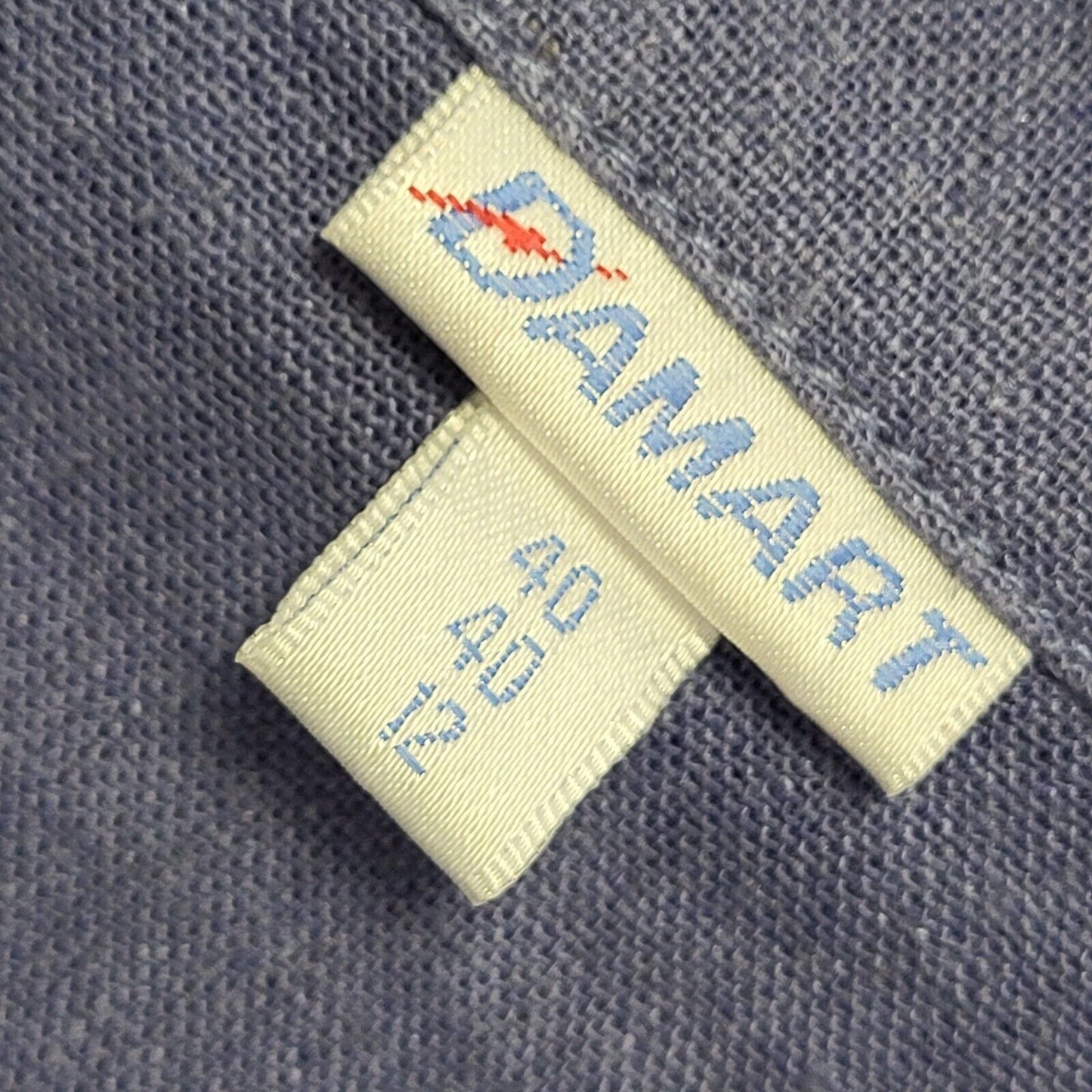 Damart Vintage 80's Blue Button Front Linen Dress Jacket Uk Women's Size 12