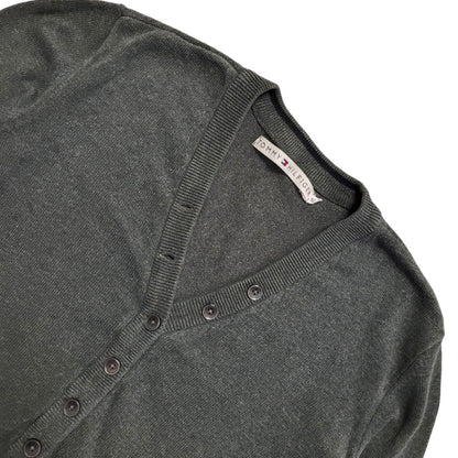 Tommy Hilfiger Y2k Grey V-Neck Jumper Uk Women's Size Small