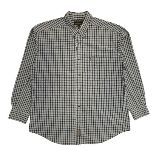 Timberland Vintage 90's Grey & Blue Checked Long Sleeve Shirt Mens UK XL