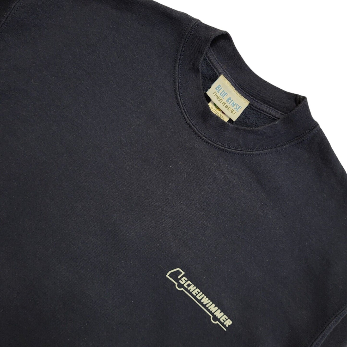 Fruit Of The Loom 90's Scheuwimmer Blue Cropped Sweatshirt Womens UK Size L