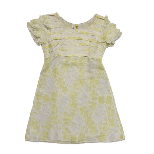 Cortty Vintage 60s Yellow Lace Short Sleeve Dress Women's Size 12