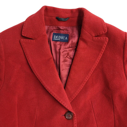 Dedica Red Vintage 80s Button Wool Coat Uk Women's Size 12