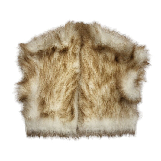70s Vintage Glenn Models Beige Faux Fur Trim Gilet Uk Women's Size 18