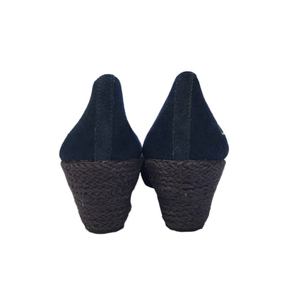 Lacoste Blue Vintage Slip-On Peep Toe Wedge Shoes Uk Women's Size 6