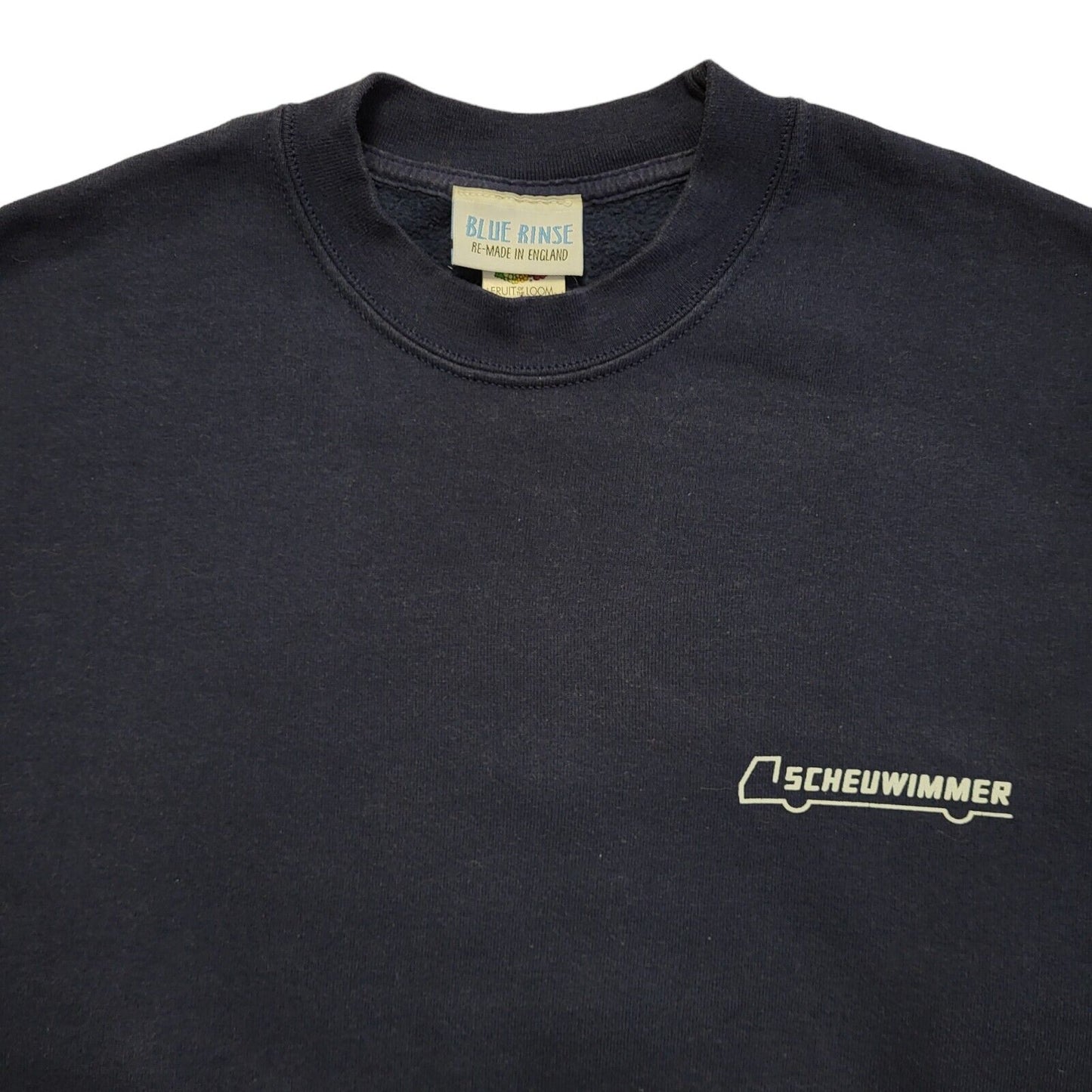 Fruit Of The Loom 90's Scheuwimmer Blue Cropped Sweatshirt Womens UK Size L