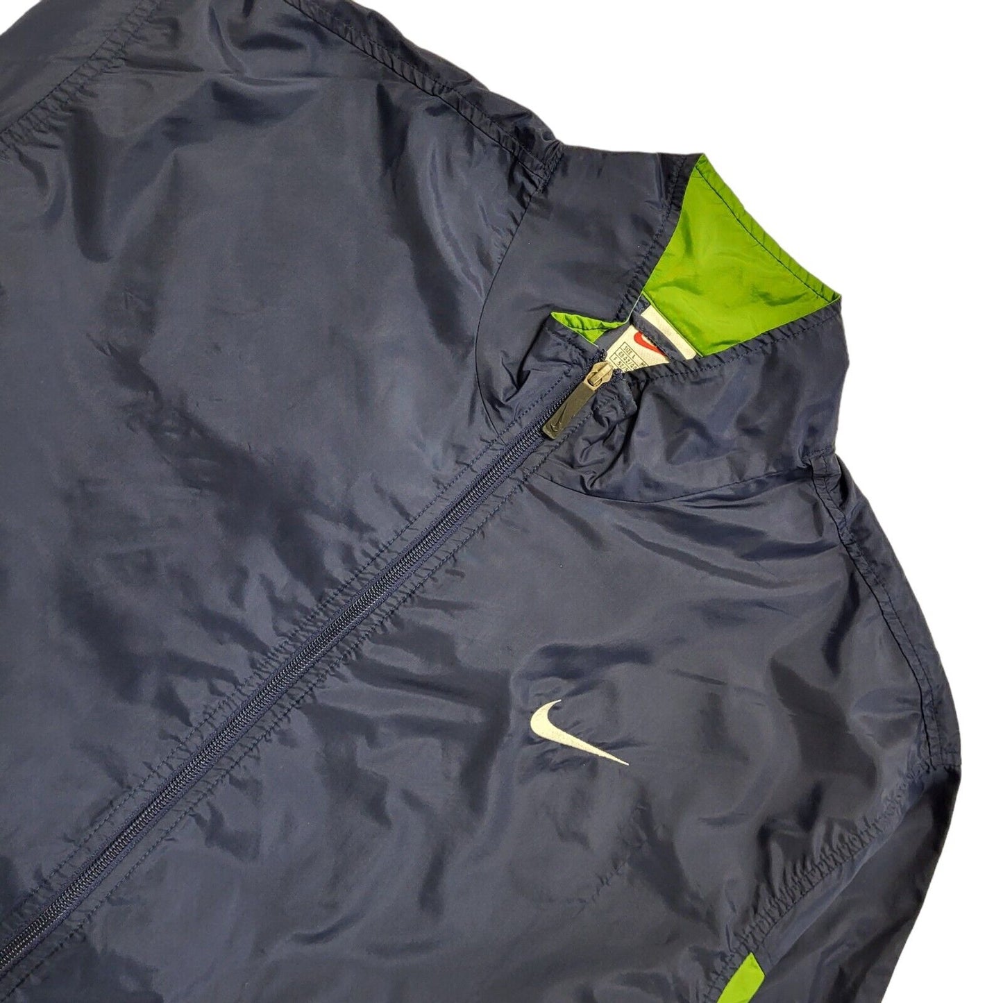 Nike 90s Vintage Navy Blue Green Tracksuit Top / Jacket Uk Men's Size Large