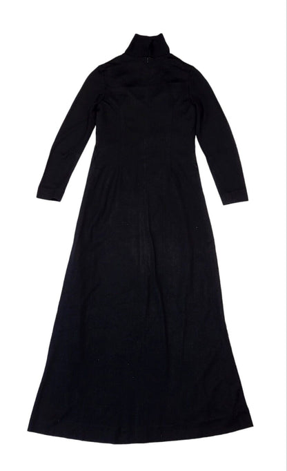 70s Vintage Lerose Black & Brown Long Sleeve Maxi Dress Women's Size 12