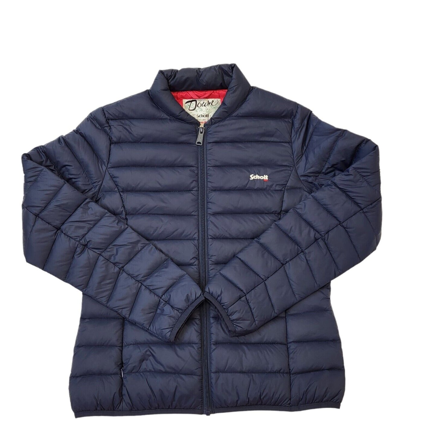 Schott Navy Blue Zip Up Down Quilted Puffer Jacket Women's Size XL