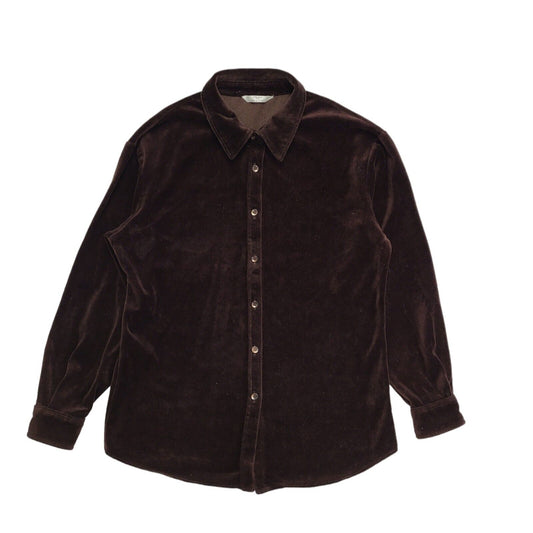 Marks and Spencer 90s Vintage Brown Velour Long Sleeve Shirt Womens Size 10