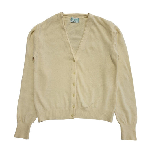 United Colors Of Benetton Vintage 80s Yellow Knit Cardigan UK Women's Size Large