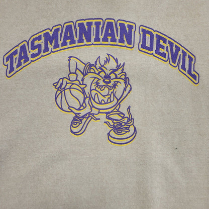Looney Tunes Vintage 80's Beige Tasmanian Devil Sweatshirt Mens UK Size XL