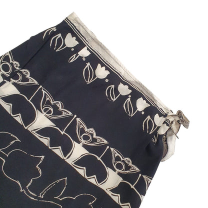 Mark Aurel Vintage 90's Black & White Floral Wrap Skirt Womens UK 10-12 W29