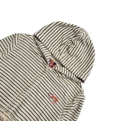 Roxy Vintage Y2K Hooded  Fleece  Beige Striped Full Zip Womens UK Large