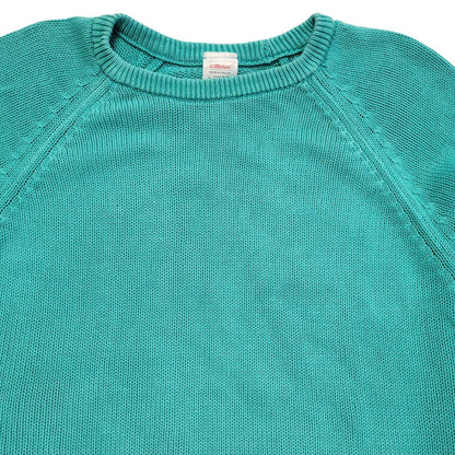 St Michael Vintage 80s Turquoise Crew Neck Cotton Jumper Men's Size M