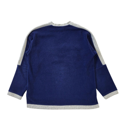 Fila Sweatshirt Vintage Y2K Blue & Grey Long Sleeve V-Neck Fleece XS