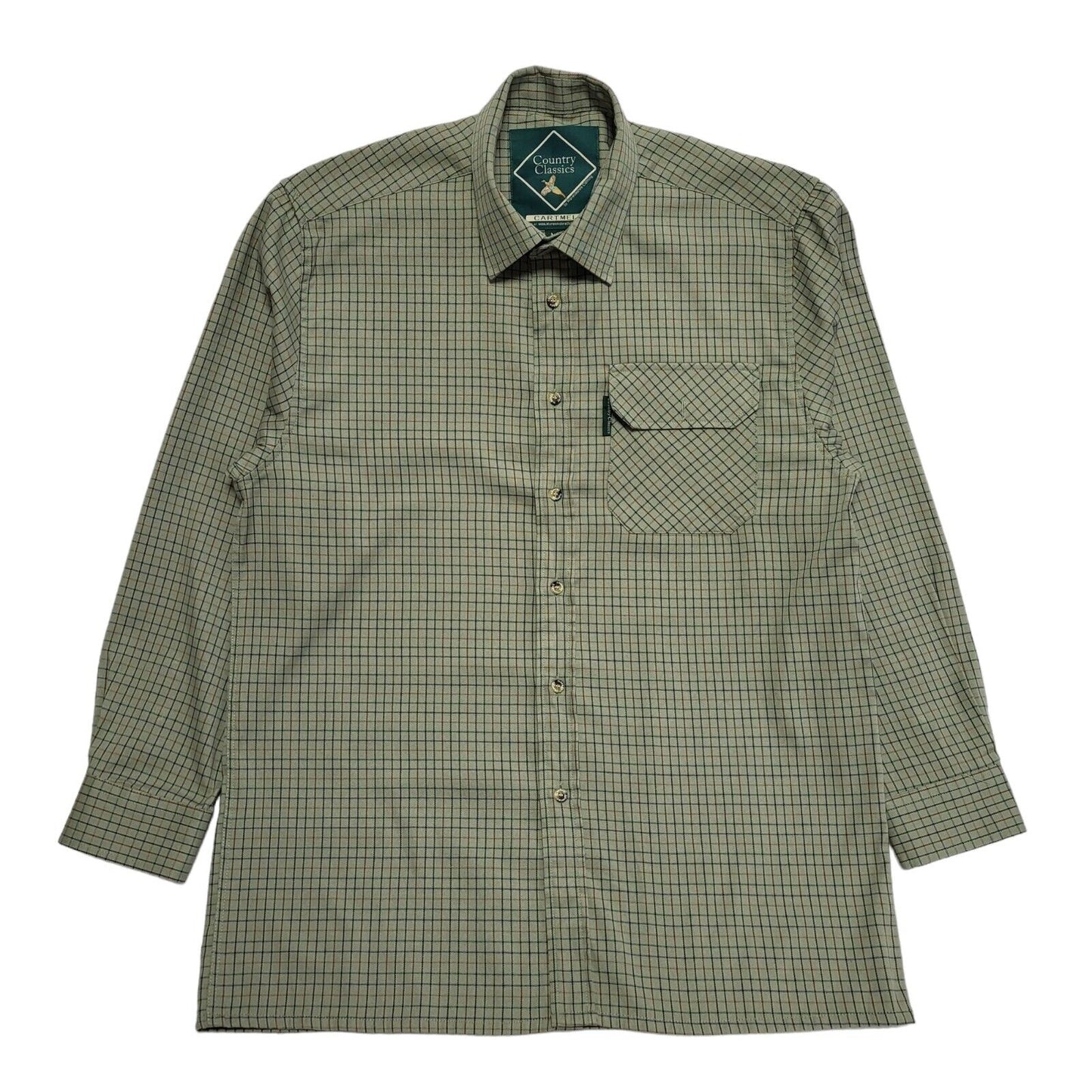 Country Classics Vintage 90's Green Checked Long Sleeve Shirt Mens UK M