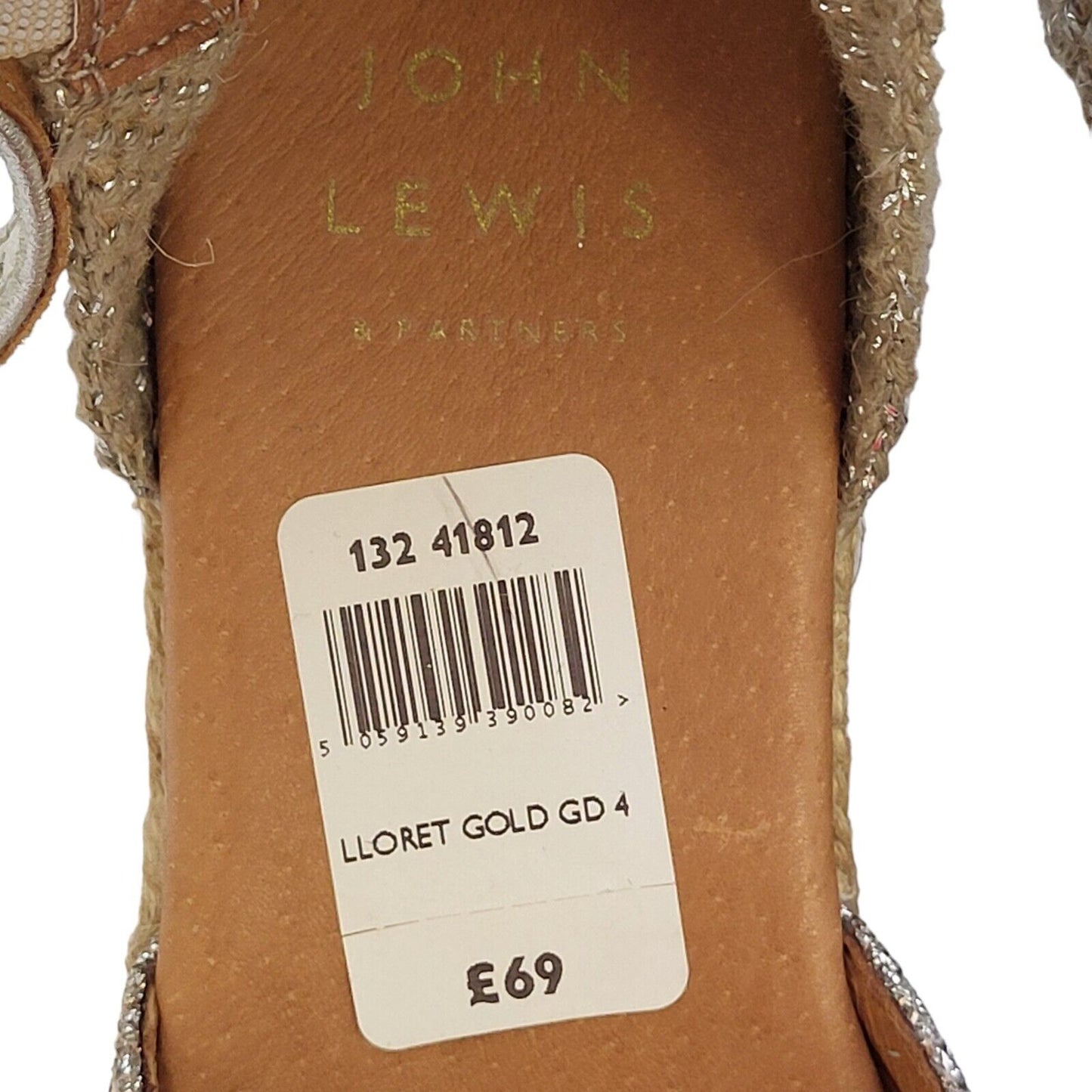 John Lewis Gold Vintage Buckle Wedge Shoes Uk Women's Size 4.5