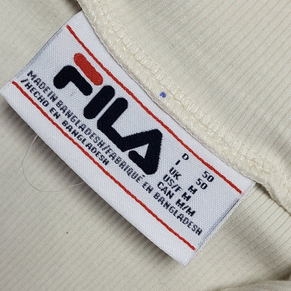 Fila Y2K Cream High Neck 1/4 Zip Cropped Sweatshirt Womens UK Size M