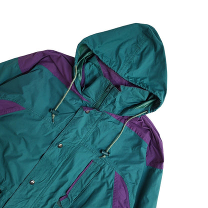 Regatta Vintage 80s Green & Purple Hooded Jacket Uk Men's Size Small