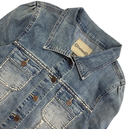 Crest Jeans Dark Blue 90s Vintage Button Denim Jacket Uk Women's Size M