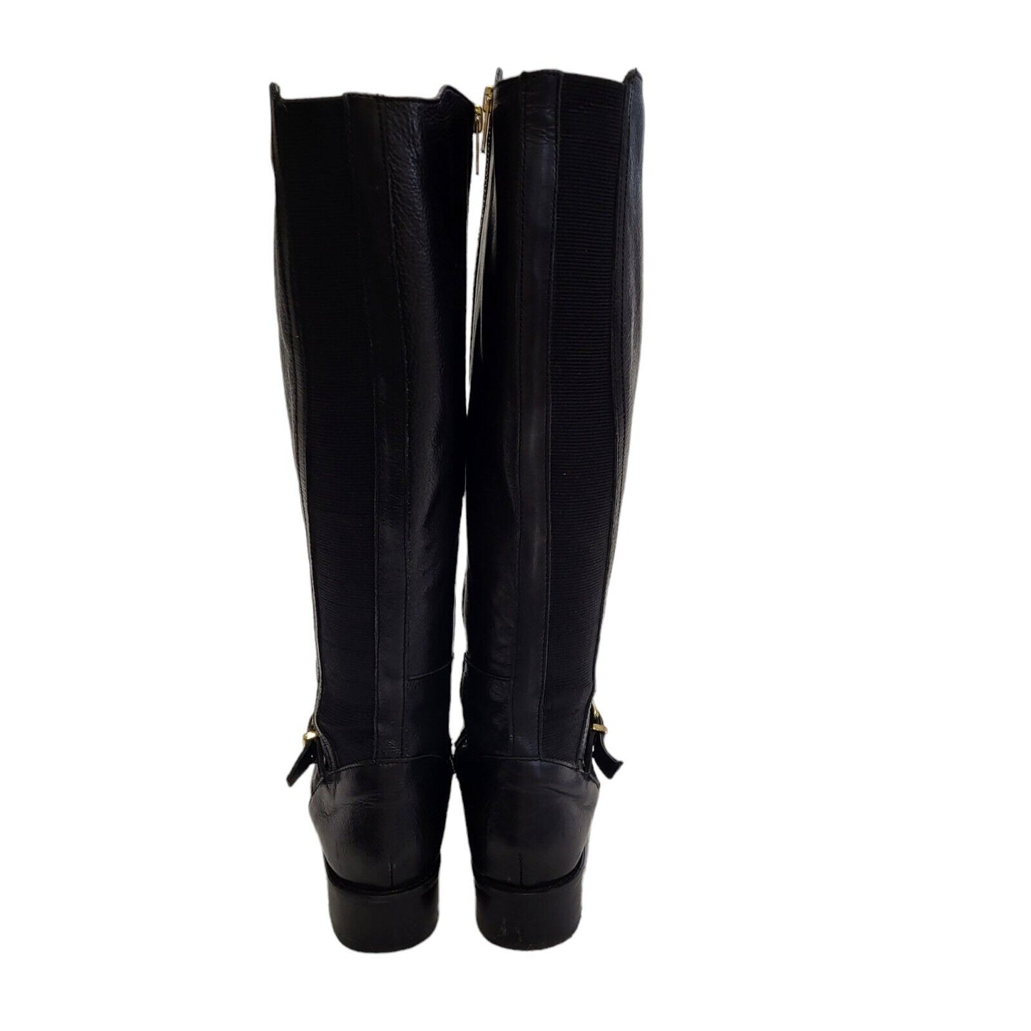 Dune Black Zip-Up Leather Long Heels Boots Uk Women's Size 4