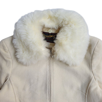 David Barry Vintage 90's Cream Faux Fur Coat UK Women's Size 16