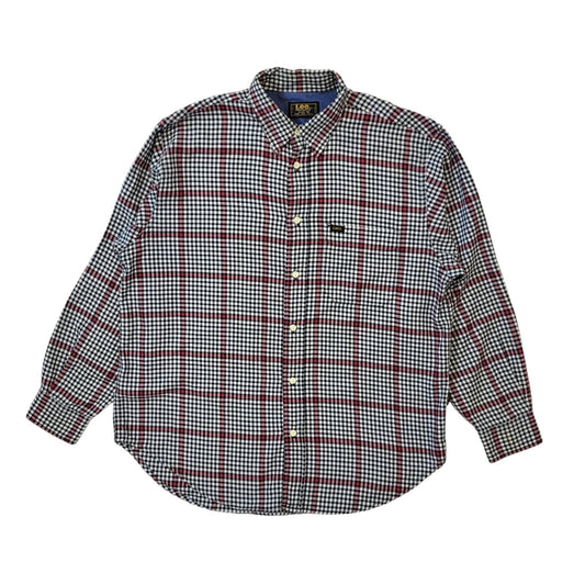 90s Vintage Lee Black White Check Cotton Shirt Men's Size Medium