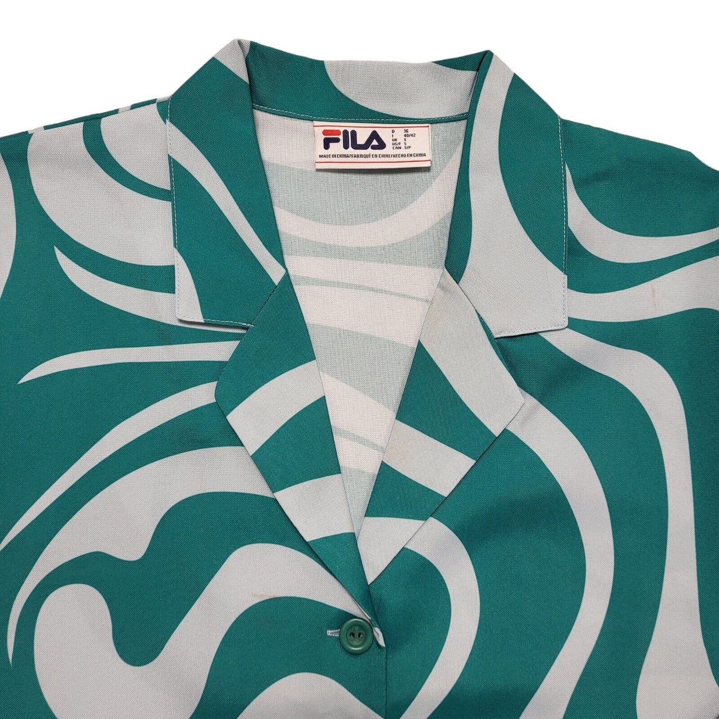 Fila Green Blue Cropped Y2k Sports Jacket Uk Women's Size S Bnwt