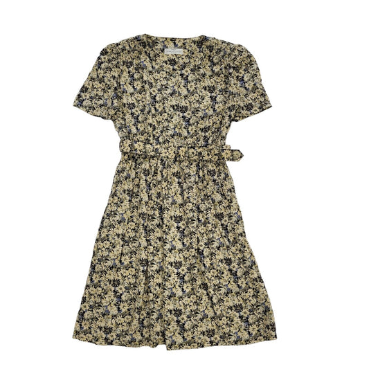 90s Vintage M&S Beige & Blue Floral Daywear Dress Women's Size 10/12