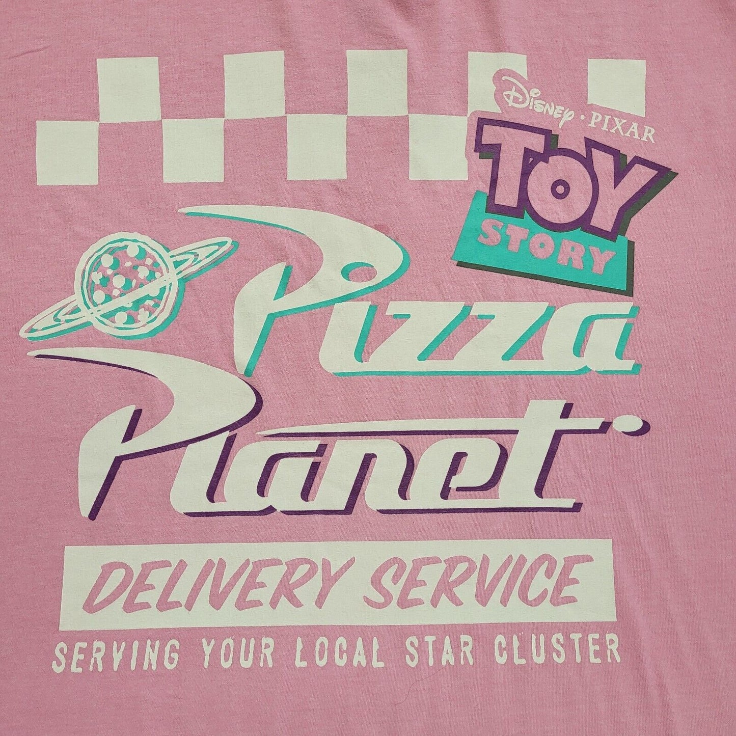 Disney Y2K Pink Toy Story Pizza Planet Short Sleeve T-Shirt Mens Size XL