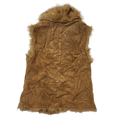 Together 90s Vintage Brown One Button Suede Gilet Women's Size 12 Eu 40