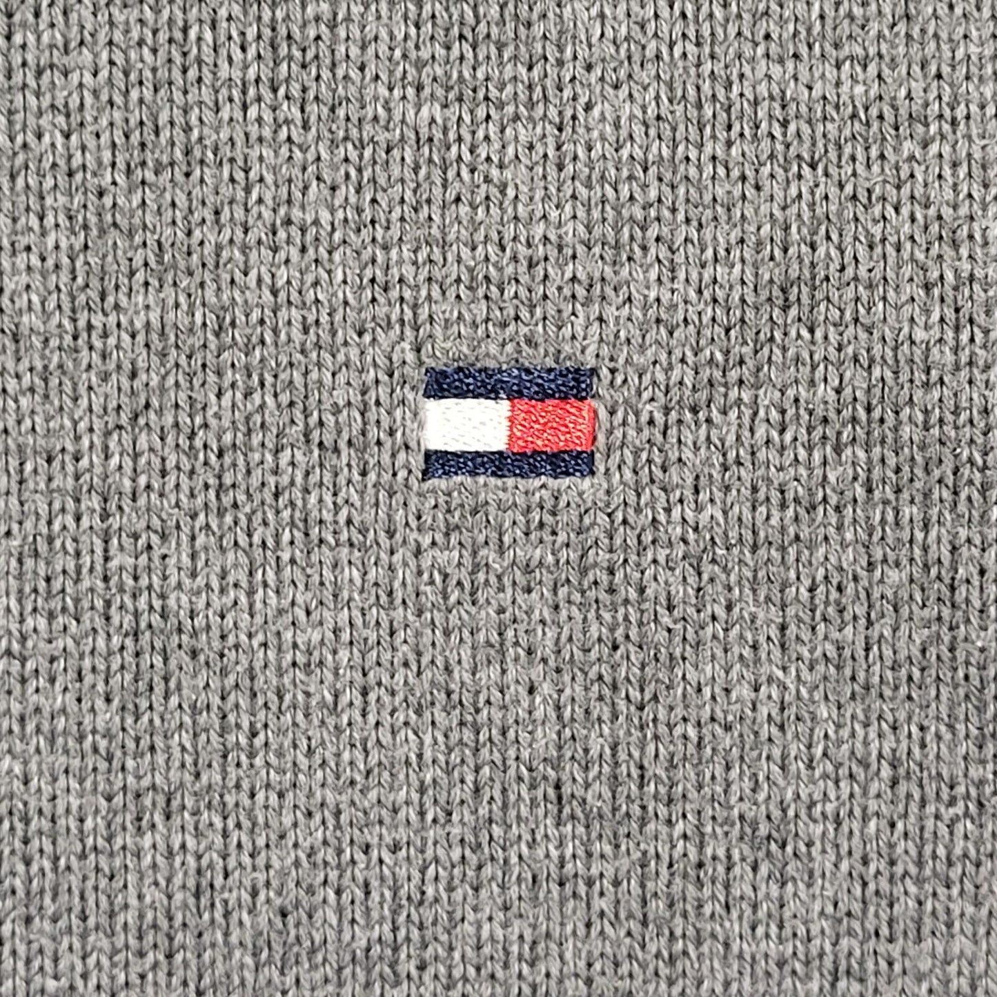 Tommy Hilfiger 90's Jumper Grey V-Neck Long Sleeve Mens UK S
