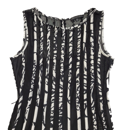 Sandra Darren Vintage 90s Black White Dress Uk Women's Size 6 W24-26