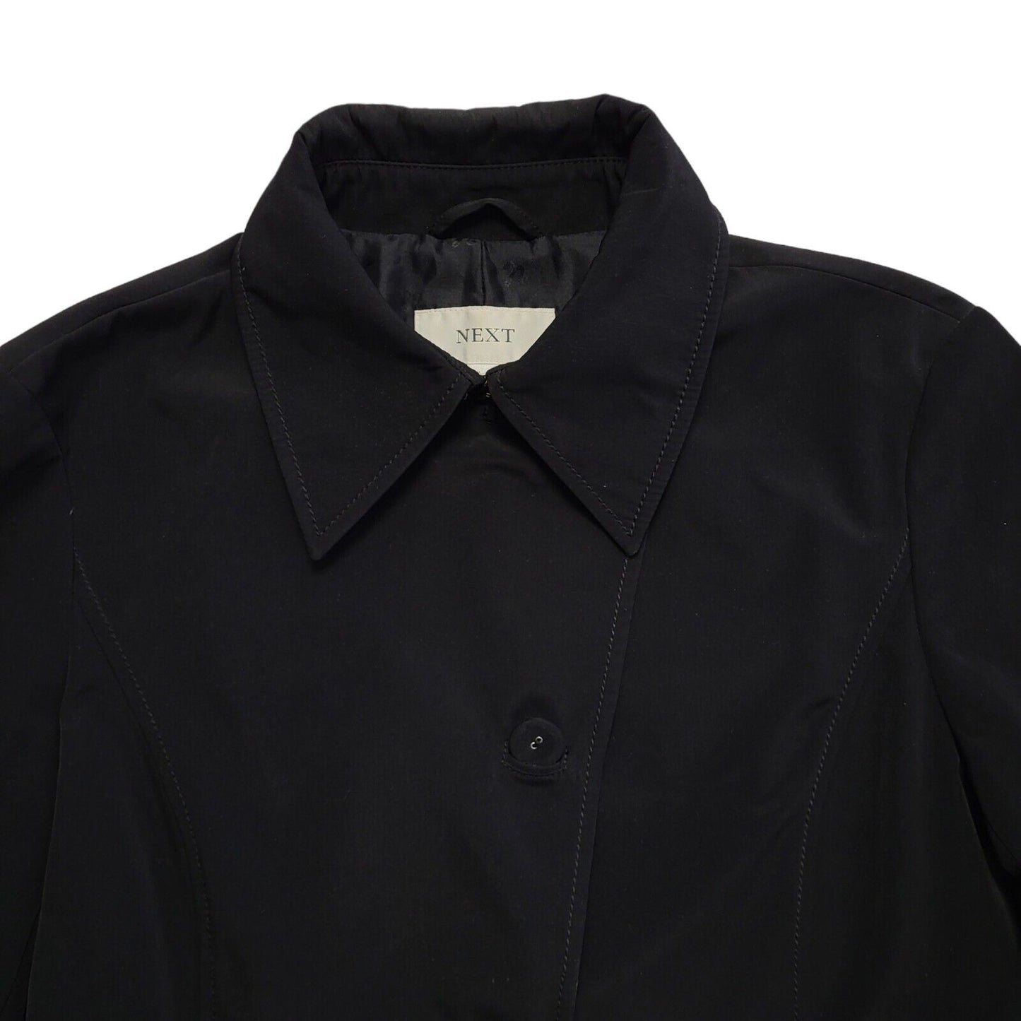 Next Black Vintage 90s k Button & Belt Rain Coat Uk Women's Size 12