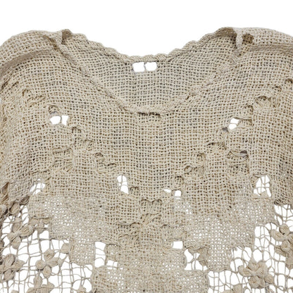 90s Vintage Beige  Round Neck Knitted Jumper Uk Women's Size 12