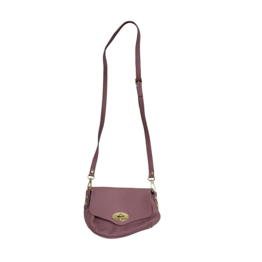 Vera Pelle Pink Leather Clasp Small Shoulder Bag Uk Women's Size 6" x 8"