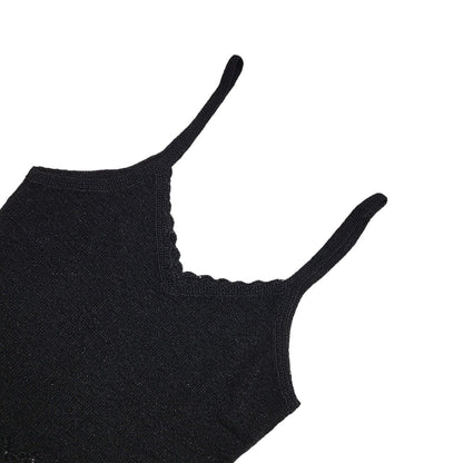 Next Vintage Y2K Black Sparkly Strap Top Womens UK Size 12