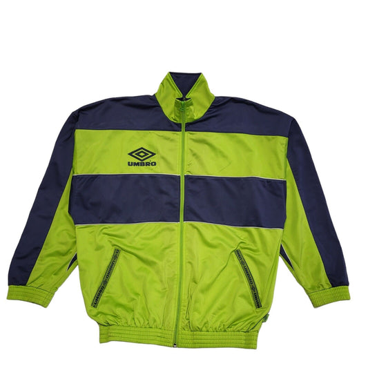 Umbro Black & Green Vintage 90s Sports Track Jacket Uk Men's Size Large